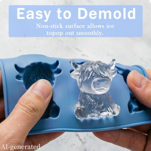 Molde de silicona para cubitos en forma de vaca Highland miniatura 4