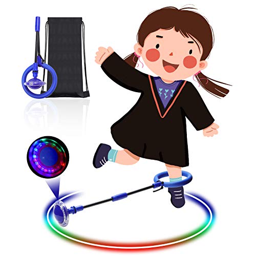Diealles Shine Bola de Salto de Tobillo, LED Saltar Bola Plegable Anillo de Salto Intermitente Colorida Flash Bola de Salto Anillo de Salto de Tobillo Pelota de Baile para Niños (Azul)