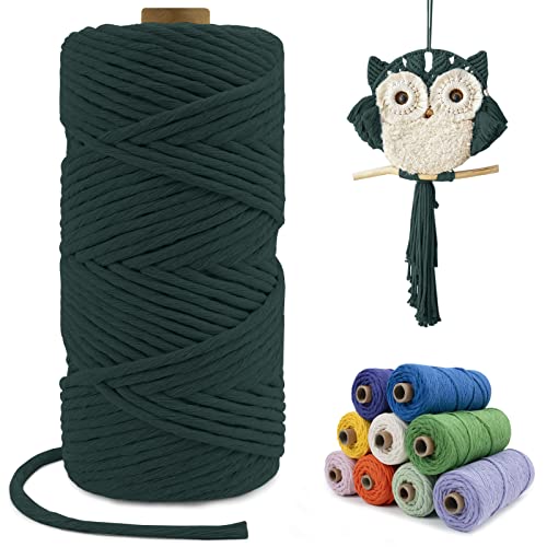 LEREATI Macrame Cord 4mm x100m, Thick Cotton Macrame Rope Yarn, Natural Craft Rope for Plant Hanger Wall Hanging, DIY Crafts