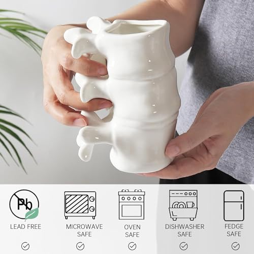 Taza de café divertida de cerámica blanca 12oz miniatura 4