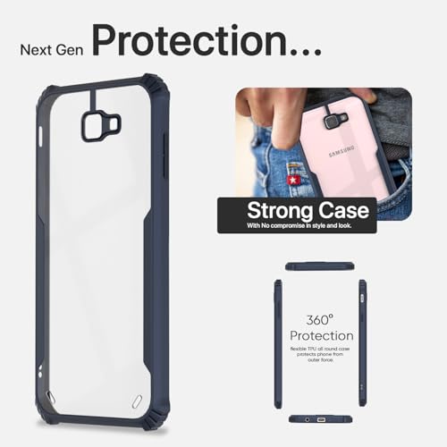 Image of Pikkme Ultra Hybrid Back Cover for Samsung Galaxy J7 Prime | Raised Edges |Crystal Clear Transparent | Full Camera Protection Bumper Case (Blue)