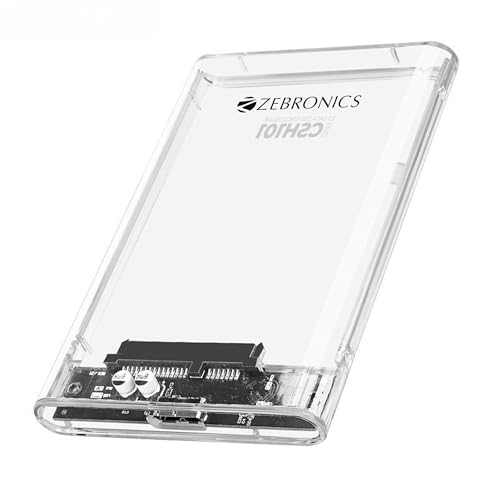 Image of Zebronics 2.5 inch SSD /HDD Enclosure, Max. 4TB Storage, Upto 5Gbps Transfer Speed, Tool-Free Slide Design, USB to Micro B Connector, Windows, Mac, Linux Support, Transparent Case (CSH101)