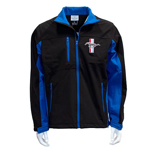 David Carey Originals Ford Mustang Softshell Windproof Work Jacket – Blue & Black – Zip Up