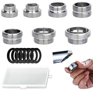 7 Universal Adapter Wasserhahn mit Gewinde, FORMVERSITY Wasseranschluss Adapter, Wasserhahnadapter m18 Auf m22, Kit Reduzierstück Wasserhahn Aufsatz für Wasserhahns Strahlregler