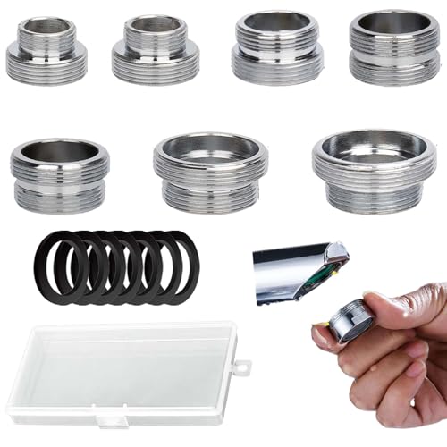 7 Universal Adapter Wasserhahn mit Gewinde, FORMVERSITY Wasseranschluss Adapter, Wasserhahnadapter m18 Auf m22, Kit Reduzierstück Wasserhahn Aufsatz für Wasserhahns Strahlregler