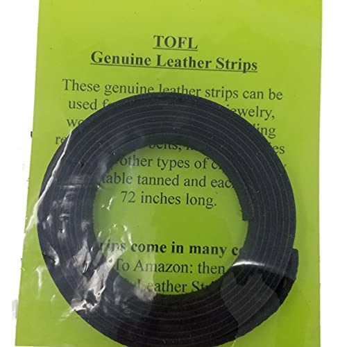 Tofl Genuine Top-Grain Leather Strap | 72 Inches Long | 1/2 Inch Wide | 1/16 Inch Thick (4-5 Oz) | 1 Leather Strip For Diy Arts & Craft Projects, Clothing, Jewelry, Wrapping | Black #TOP5