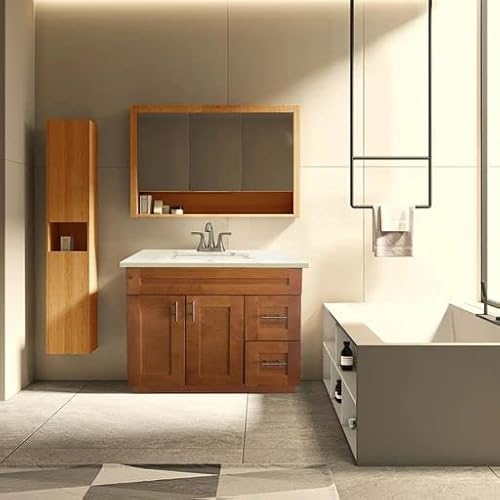 Maple Shaker Sink Base Bathroom Vanity With Drawers 36" Ready-To-Assemble Cabinet #TOP9