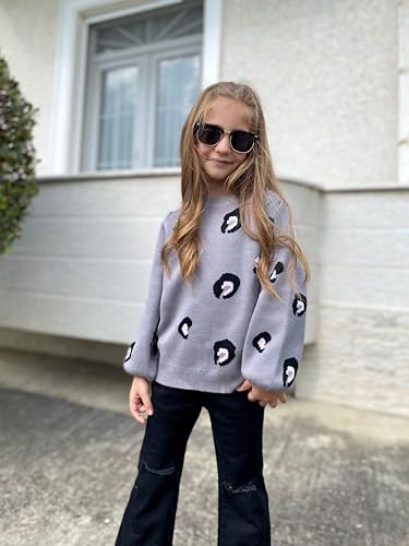 Danna Belle Girls Fall Long Sleeve Crew Neck Leopard Pullover Christmas Sweaters 5-12Years4