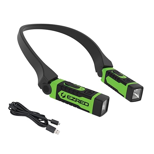 EZRED Anywear Rechargeable Neck Light for Hands-Free Lighting - NK15-GR Green Perfect Light for Mechanics Camping Hunting DIY Projects Reading
