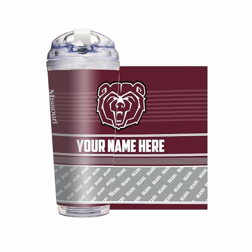Rico Industries NCAA Missouri State Bears Standard 24oz Personalized Tumbler W/Hinged Lid - Team Colored Travel Tumbler - Keeps Drinks Cold or Hot