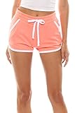 Urban Look Womens Stretch French Terry Casual Lounge and Workout Sweat Shorts (Medium, B Neon Coral)