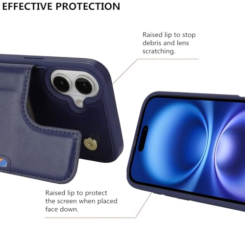 Étui portefeuille iPhone 16 blocage RFID housse de protection en cuir synthétique - 6