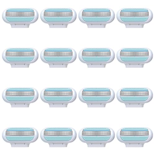 Menibeuty 16 Piezas Recambios para Maquinilla Afeitar Mujer, Cuchillas Hojas de Repuesto Smooth Recambios Smooth Afiladas y Duraderas, Cuchillas Universales de 3 Etapas Axilas y Partes Íntimas