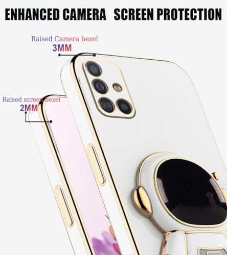Image of for Samsung Galaxy A51 Case Cute 3D Astronaut Stand Design Camera Protection Shockproof Soft Back Cover (for Samsung Galaxy A51, White)