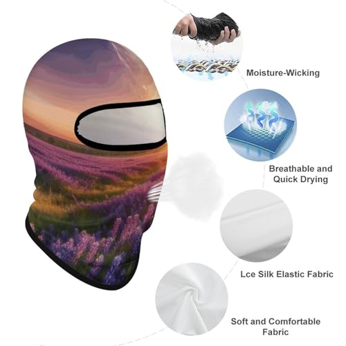 Balaclava Mask para Hombre Balaclava para Esquí Lavanda Pradera al Atardecer Máscara de Invierno para Ciclismo miniatura 3