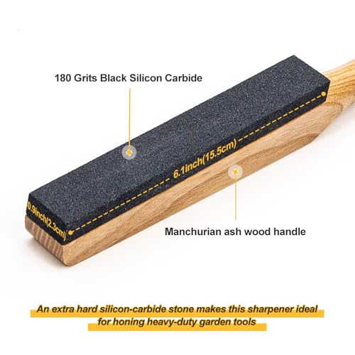Berry&Bird Sharpening Stone File Garden Tool Sharpener with Handle, 180 Grits Silicon Carbide, Sharpening Knife, Axe, Hatchet, Lawn Mower Blade, Spade, Ideal for Garden, Chefs & Knife Enthusiasts - Image 3