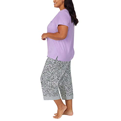Image of Carole Hochman Women's 4-Piece 100% Cotton Pajama Set - V-Neck T-Shirt, Tank, Capri Pants & Shorts with Drawstring & Pockets