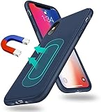 Magnetic Case for iPhone XR,[Invisible Built-in Metal Plate] Ultra Thin Support Magnetic Car Mount,Soft TPU Shockproof Anti-Scratch 360 Protective Cover for iPhone XR 6.1'' Blue