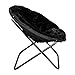 Flash Furniture Gwen Oversize Folding Saucer Chair - Black Faux Fur Moon Chair - Black Metal Frame - 38