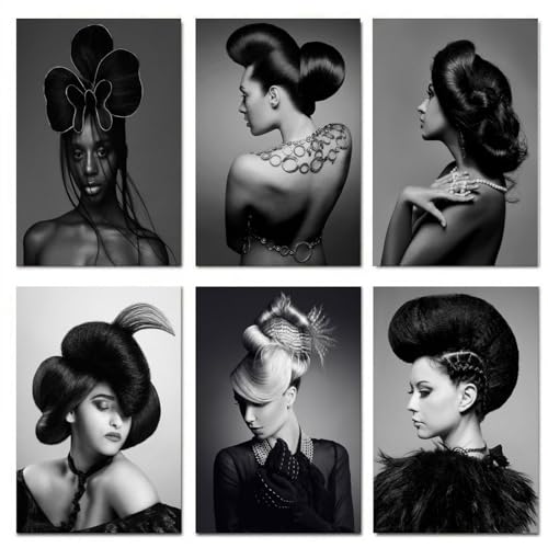 Rucatto Black And White Lady Haircut Salon Art Poster Canvas
