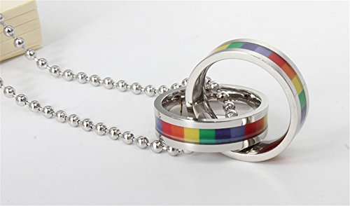 Collier double croix LGBT acier inoxydable de haute qualité de finition