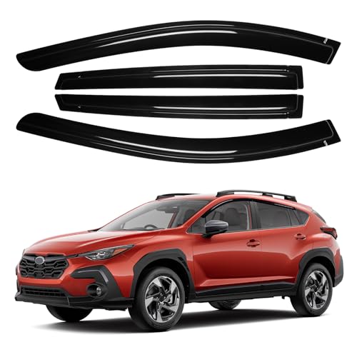 Canvcle Window Visors Rain Guards for 2024 2025 2026 Subaru Crosstrek & Impreza Accessories, Outside-Mount Tape-On Side Window Wind Deflectors Vent Visors Shades Rainproof 4PCS Black