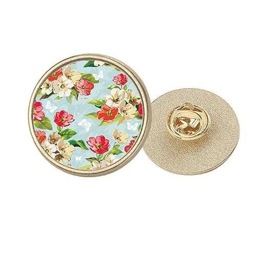 Broche ronde dorée fleurs de pêcher M à la finition haute joaillerie