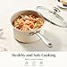 Redchef Ceramic Sauce Pan with Lid, 2.5QT Small Saucepan, Nonstick Cooking Pot with Stay-Cool Handle, Kitchen Non Toxic Soup Pot, PTFE & PFOA Free, Oven Dishwasher Safe, Compatible All Stovetops-Beige