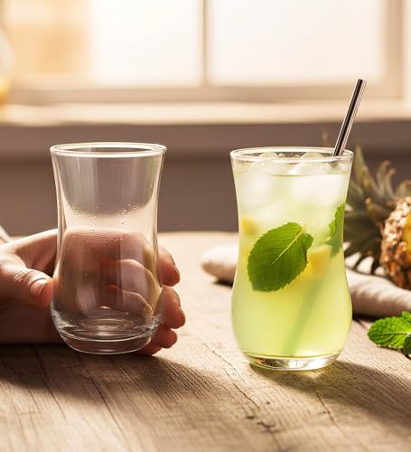 Image of Yera Prima Zest Water /Juice /Cocktail Glasses- 240 ml Each -Set of 12 pcs Transparent | Hot & Cold Drinks, Juice, Cocktail, Milkshake, Smoothie | Ideal for Home, Party, Restaurant, Gifting