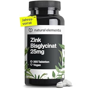 Zink 25mg – 365 Tabletten – gut verträgliches Zinkbisglycinat (Zink-Chelat) – vegan, hochdosiert, ohne unnötige Zusätze – in Deutschland produziert & laborgeprüft