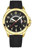GEDIYAR Waterproof Watch Analog Military Stylish Durable Timepiece for Men Adult Sports Wrist Quartz Watches,Silicone Strap (G694 Gold Black)