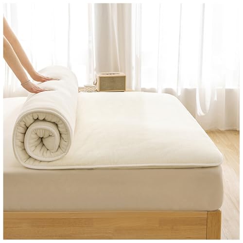 HUMAJORY Colchón Futón Japonés, Cama Enrollable, Tatami Plegable, Suave, Relleno de Algodón Puro, for Dormitorio de Estudiantes.(180x220cm)