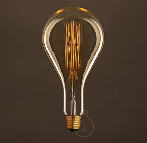 Amarcords - MAXI Ampoule Vintage dimmable, filament en carbone, éclairage chaud 2000K, verre ambré type poire, E27, 30W Cover