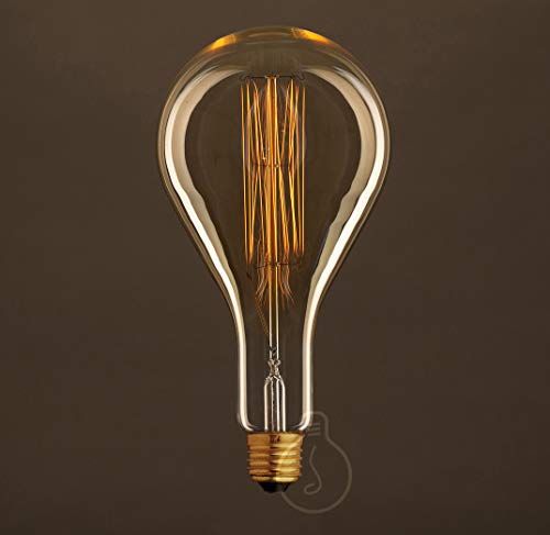 Amarcords - MAXI Ampoule Vintage dimmable, filament en carbone, éclairage chaud 2000K, verre ambré type poire, E27, 30W