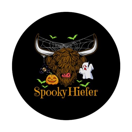 Leopard Halloween Cow Pumpkin Costume Spooky Heifer PopSockets Swappable PopGrip, Black - Image 3