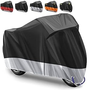 Housse de Protection pour Moto Housse de Moto Couverture Imperméable Housse de Protection pour Moto Exterieur en 210D Oxford Tissu pour Moto,Contre la Pluie,Les Rayons UV – 245 X 105 X 125CM(Argent-N)