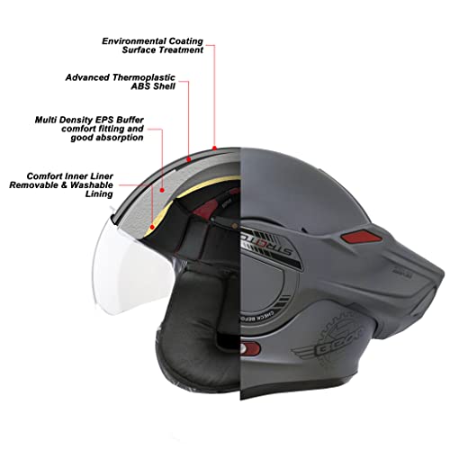 Beon Modular Full Face Helmet Dot Approved, 2-In-1 180° Flip-Up Open Face Street Bike Helmet, Dual Visors Pilot Style Helmet For Men Adult (S-Xxl) #TOP2