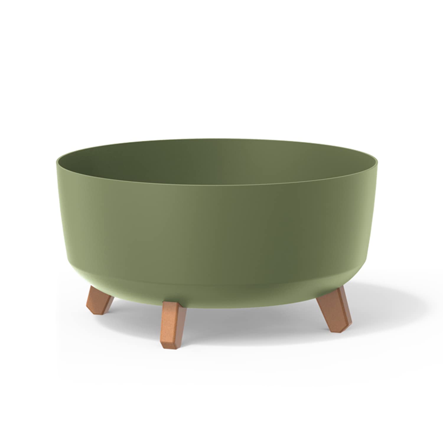 Prosperplast Macetero Color Verde Tierra, con Patas Desmontables, Redondo, colección Gracia de 38 x 38 x 19,5 cm, Capacidad de 14,3 L.