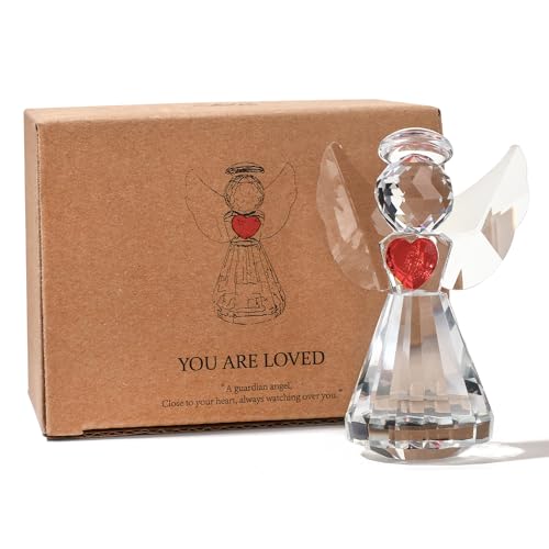 Glass Angel Figurines Crystal Guardian Heart Ornament