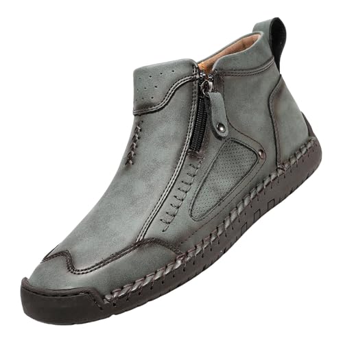 Bottines homme simili cuir vintage vertes pour affronter l'automne au sec 41