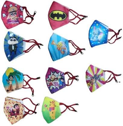 Pack of 10 Children face Mask for 6 Years to 12 years age group kids. Adjustable ear loop Face mask for Children Face Mask ((Multicolour)lor, S, Pack of 10,