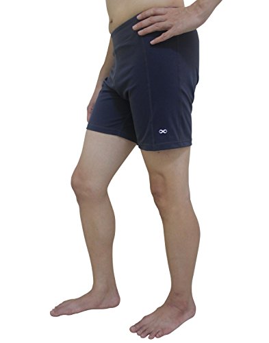YogaAddict Herren Yoga Dehnbare Kurze Hose, ideal für jeden Yogastil und Pilates, Fitnessstudio, Premium Qualität, Grau - Größe S Cover