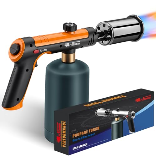 Image of ARTFLAMM Powerful Propane Torch Gun, Flamethrower with Turbo Mode, Charcoal Torch Lighter with Safety Lock, Kitchen Blow Torch for Cooking, BBQ, Searing Steak, Grill(Tank Not Included)
