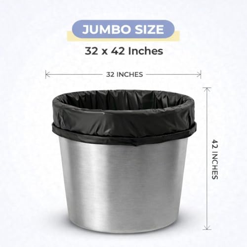 Image of Garbage Bags /Dustbin Bags - 120 Micron Heavy - Duty Trash Bags (32 x 40 Inches) - Jumbo Leak -Proof Bin Liners for Kitchen, Office - 500g Pack (Black, Pack of 1)