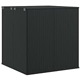 HEFZGDB Garten-Kissenbox aus PE-Rattan 100x97,5x104 cm Schwarz mit wasserabweisender Innentasche und...