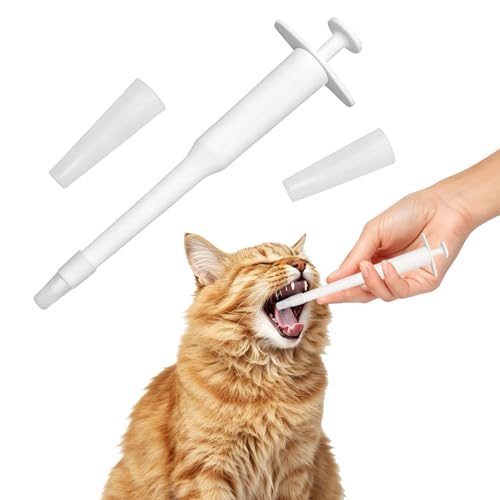 Pet Pill Dispenser & Animal Medicine Feeder Side Grip Press Type Pet Pill Plunger Popper Ergonomic Reusable Medicine Tablet Feeding Dispenser Tool for Small Dogs Cats Pets Durable Plastic White