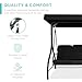 Best Choice Products 3-Seat Outdoor Large Converting Canopy Swing Glider, Patio Hammock Lounge Chair for Porch, Backyard w/Flatbed, Adjustable Shade, Removable Cushions - Black