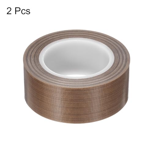 Image of MECCANIXITY 9m /30 Feet,25mm /1 Inch PTFE Tape,PTFE Fabric Tape,Adhesive PTFE Film Tape for Vacuum Sealer Machine,Hand Sealers High Temperature,Brown,Pack of 2