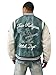 True Religion Denim Print Retro Varsity Jacket for Men – Streetwear Men’s Jacket with Embroidery & Patch Details |Denim/Winter Wht, Small
