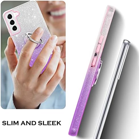 YINLAI Samsung Galaxy S22 Plus Case Bling Glitter Sparkle Samsung S22 Plus Case for Girls Women with Ring Holder Kickstand Protective Phone Case for Samsung Galaxy S22 Plus, Purple Gradient